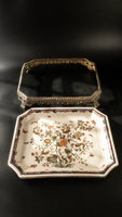 Vintage Large Hand Painted Porcelain and Bronze Platter Tray Decorative Trays