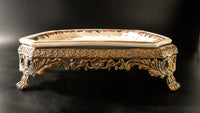 Vintage Large Hand Painted Porcelain and Bronze Platter Tray Decorative Trays