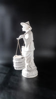 21" Blanc De Chine Porcelain Statue Woman Carrying Water Statues