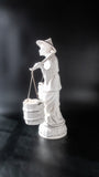 21" Blanc De Chine Porcelain Statue Woman Carrying Water Statues