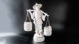 21" Blanc De Chine Porcelain Statue Woman Carrying Water Statues