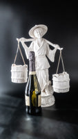 21" Blanc De Chine Porcelain Statue Woman Carrying Water Statues