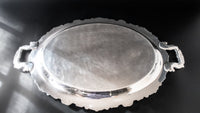 Vintage Ornate Silver Plate Oval Serving Tray English Scroll Webster Wilcox Trays