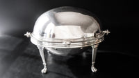 Antique Silverplate Oval Roll Top Vegetable Bowl Henry Wilkinson Bowls