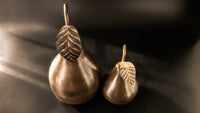 Pair Of Large Bronze Tone Pear Sculptures