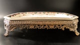 Vintage Large Hand Painted Porcelain and Bronze Platter Tray Decorative Trays