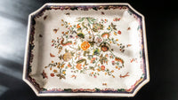 Vintage Large Hand Painted Porcelain and Bronze Platter Tray Decorative Trays