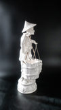 21" Blanc De Chine Porcelain Statue Woman Carrying Water Statues