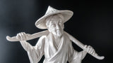 21" Blanc De Chine Porcelain Statue Woman Carrying Water Statues