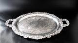 Vintage Ornate Silver Plate Oval Serving Tray English Scroll Webster Wilcox Trays