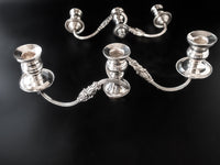 Vintage Silver Plate Candelabra Pair Convertible Candle Holder Arms Candlestick Holders