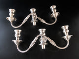 Vintage Silver Plate Candelabra Pair Convertible Candle Holder Arms Candlestick Holders