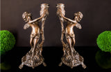 Antique Pair Bronze Cherub Candle Holder Candlestick Putti Victorian Candle Holders