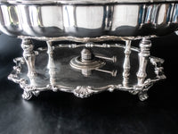 Large Silver Plate Covered Chafing Dish Warming Buffet With Burner Dining & Serving