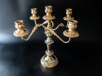Vintage Gold Tone Candelabra Candle Holder 18" Tall Convertible Candelabras