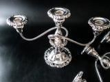 Baroque By Wallace Silver Plate Candelabra Pair Convertible Candle Holder Arms Candle Holders
