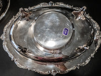 Vintage Electric Silver Plate Covered Casserole Chafing Dish With Tag chafing dish
