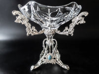 Ornate Glass and Silverplate Pedestal Bowl Figural Branches Centerpiece Dining & Serving