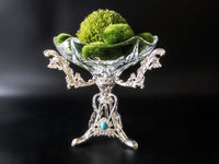 Ornate Glass and Silverplate Pedestal Bowl Figural Branches Centerpiece Dining & Serving