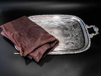 Vintage XL Silver Plate Serving Tray Rococo With Dust Bag EGW&S Trays & Platters