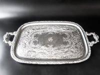 Vintage XL Silver Plate Serving Tray Rococo With Dust Bag EGW&S Trays & Platters