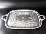 Vintage XL Silver Plate Serving Tray Rococo With Dust Bag EGW&S Trays & Platters