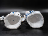 Vintage Chinoiserie Statues Blue And White Porcelain 14" Man Woman Pair Statues