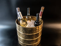 Vintage Hammered Brass XL Ice Bucket Planter Champagne Chiller Ice Buckets