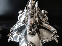 Antique Silver Plate Pair Epergne Figural Griffin Dragon Elkington & Co England 1873 1874 Candle Holders