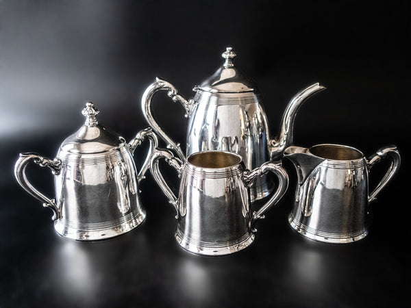 Antique Silver Plate Tea set Poole Silver Tea Creamer Sugar Waste Bowl Tea Sets