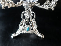 Ornate Glass and Silverplate Pedestal Bowl Figural Branches Centerpiece Dining & Serving