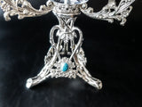 Ornate Glass and Silverplate Pedestal Bowl Figural Branches Centerpiece Dining & Serving