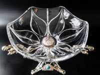Ornate Glass and Silverplate Pedestal Bowl Figural Branches Centerpiece Dining & Serving