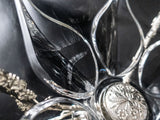Ornate Glass and Silverplate Pedestal Bowl Figural Branches Centerpiece Dining & Serving