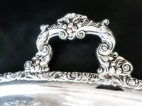 Vintage XL Silver Plate Serving Tray Rococo With Dust Bag EGW&S Trays & Platters