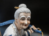 Vintage Chinoiserie Statues Blue And White Porcelain 14" Man Woman Pair Statues