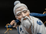 Vintage Chinoiserie Statues Blue And White Porcelain 14" Man Woman Pair Statues