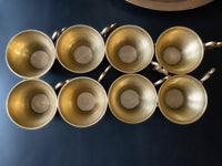 Vintage Brass Punch Bowl Set With Tray And 8 Cups Punch Bowl Sets