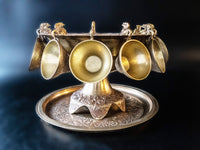 Vintage Brass Punch Bowl Set With Tray And 8 Cups Punch Bowl Sets