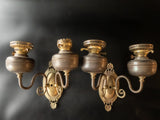 Vintage Pair John Scott Brass Converted Oil Lamp Sconces Lamps