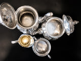 Vintage Du Barry Chased Silver Plate Coffee Tea Service Set Hand Chased Tea Sets