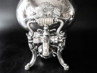 Antique Silver Plate Samovar Coffee Urn With Burner Van Bergh Silver Co Chased Coffee Decanter Warmers