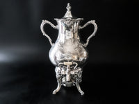 Antique Silver Plate Samovar Coffee Urn With Burner Van Bergh Silver Co Chased Coffee Decanter Warmers