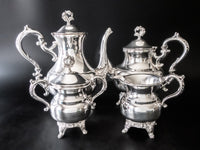 Vintage Silver Plate Tea Set Coffee Service Flower Finial Tulip Tea Sets