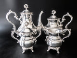 Vintage Silver Plate Tea Set Coffee Service Flower Finial Tulip Tea Sets