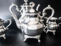Vintage Silver Plate Tea Set Coffee Service Flower Finial Tulip Tea Sets