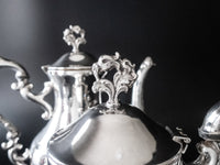 Vintage Silver Plate Tea Set Coffee Service Flower Finial Tulip Tea Sets