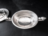 Vintage Silver Soldered Sugar Bowl Lion Head Finial International Silver 1953 Sugar Bowls