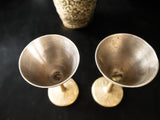 Vintage Brass Cocktail Shaker And 2 Mini Goblets Aperitif Cordial Barware Set Barware