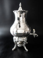Antique Silver Plate Samovar Coffee Urn With Burner Van Bergh Silver Co Chased Coffee Decanter Warmers
